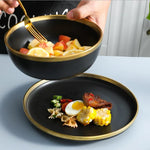 Gilt Rim Black Porcelain Dinner Set