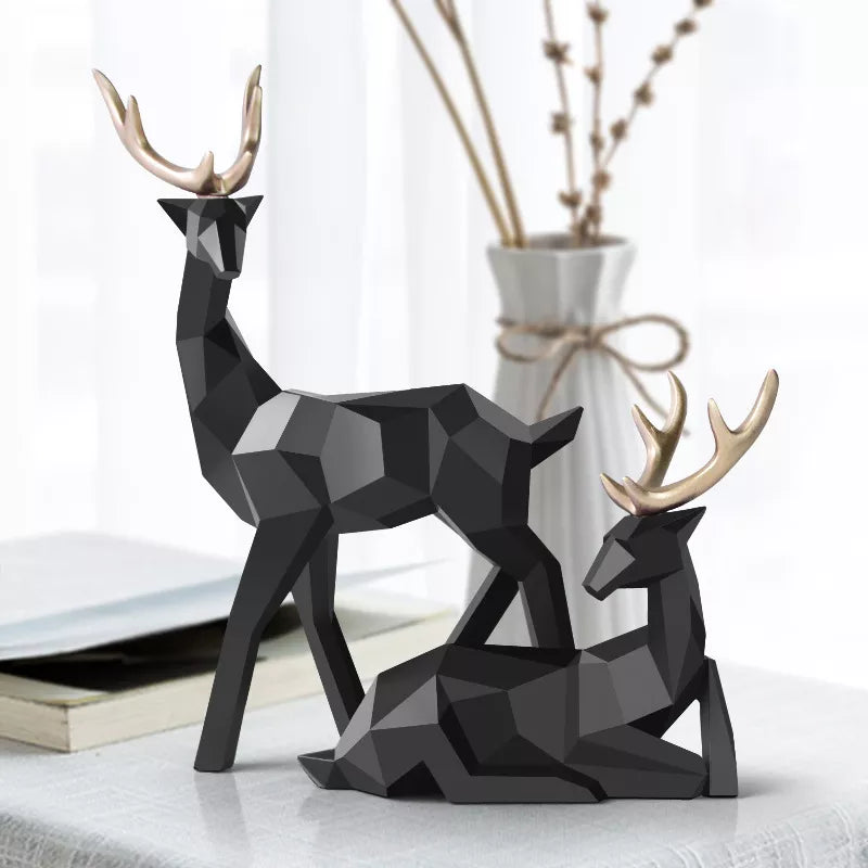 Deer Statue Reindeer Figurines Resin Sculpture