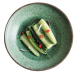 Japanese Green Color Retro Handmade Ceramic Plate