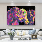 Colourful Horses Canvas Oil Painting