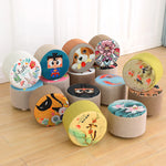 Wooden Ottomans with Linen Cotton Cover