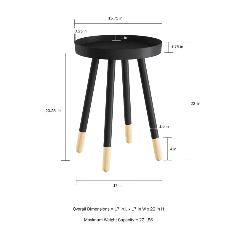 Round End Table with Removable Tray