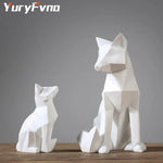 Simple White Geometric Fox Statue