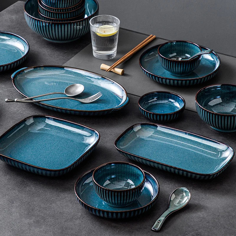 Blue Glazed Tableware Set