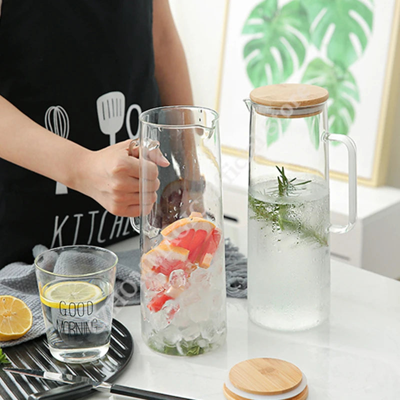 1.7L Glass Water Pitcher with Handle