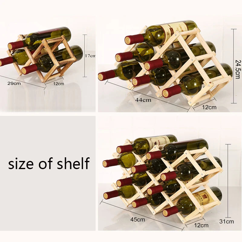 Collapsible Wooden Wine Bottle Rack