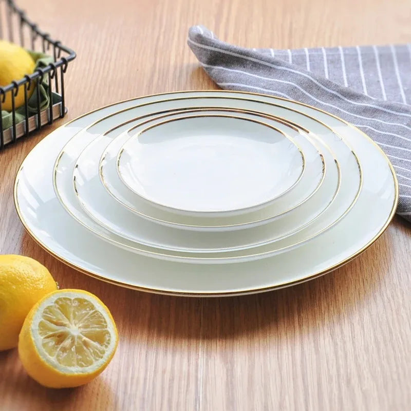 White Porcelain Dinner Dishes and Plates