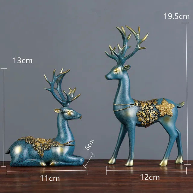 Deer Statue Reindeer Figurines Resin Sculpture